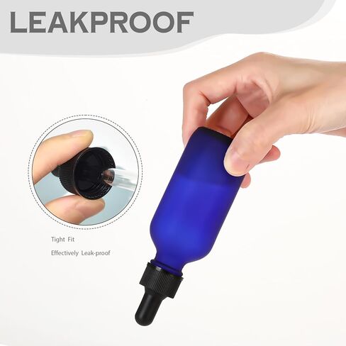 2 oz Frosted Blue Glass Dropper Bottles,4 Pack 60ml Empty Reusable Leak Proof Thick Tincture Bottles for Essential Oils,Hair Oil,Liquids,Laboratory,Pharmacist Bottle,Perfumery Aromatherapy in Kuwait