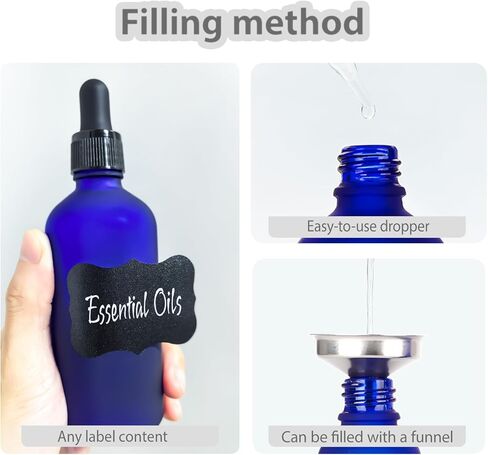 2 oz Frosted Blue Glass Dropper Bottles,4 Pack 60ml Empty Reusable Leak Proof Thick Tincture Bottles for Essential Oils,Hair Oil,Liquids,Laboratory,Pharmacist Bottle,Perfumery Aromatherapy in Kuwait