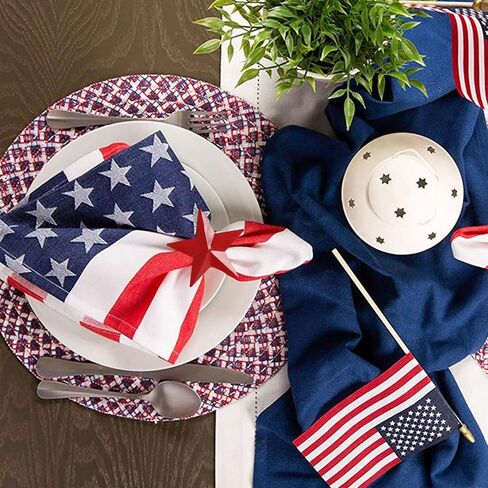 24Pack Napkin Ring Holders July of 4, Patriotic Star Red Blue White Festive Serviette Buckle Holder for Independence Day, Ceremony Table Dinner(Set of 24) in Kuwait