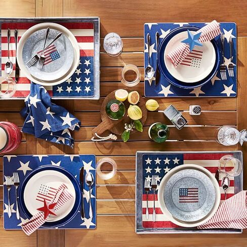 24Pack Napkin Ring Holders July of 4, Patriotic Star Red Blue White Festive Serviette Buckle Holder for Independence Day, Ceremony Table Dinner(Set of 24) in Kuwait