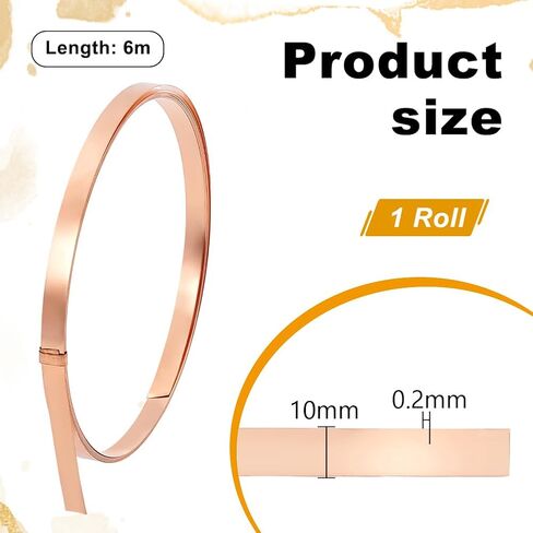PH PandaHall Copper Sheet Roll Copper Foil Plate Copper Flashing Roll 6.5 Yards, 0.2x10mm Rose Gold Copper Thin Sheet 32 Gauge Copper Metal Strips for Jewelry DIY Cutting Crafts Making House Repairs in Saudi Arabia