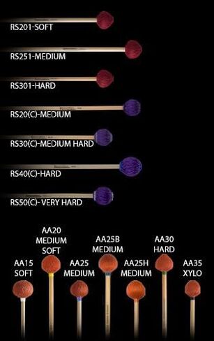 Innovative Percussion RS30 Rattan Series Medium-Hard Marimba/Vibraphone Mallets - Purple Yarn - Rattan in Kuwait