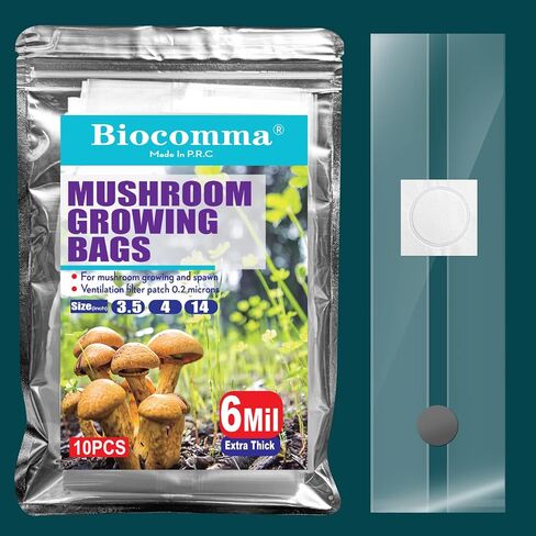 Mushroom Growing Bags with Injection Port Mushroom Spawn Bags, Extra Thick 6 Mil 0.2 Micron Filter Breathable, Autoclavable (3.5" x 4" x 14") in Kuwait