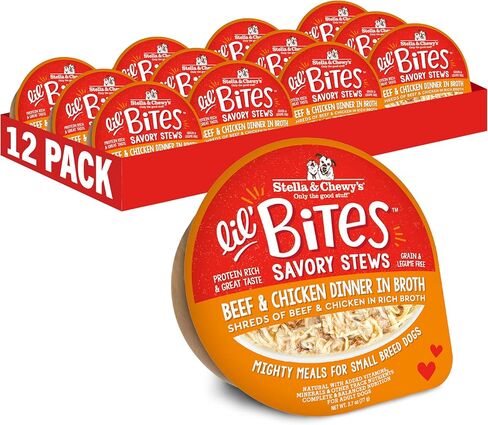 Stella & Chewy's Lil Bites Savory Stews for Small Breeds Beef & Chicken Dinner in Broth, 2.7 oz. Cups (Pack of 12) in Saudi Arabia