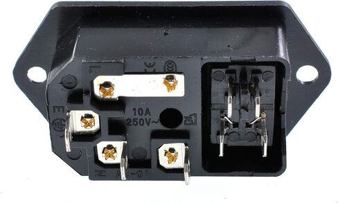 2 Pcs IEC320 C14 Inlet Module Power Socket - AC 250V 10A, 4 Terminals, DPST Rocker Switch with Red Indicator Light & Fuse Holder for Lab, Fitness & Industrial Equipment in Kuwait