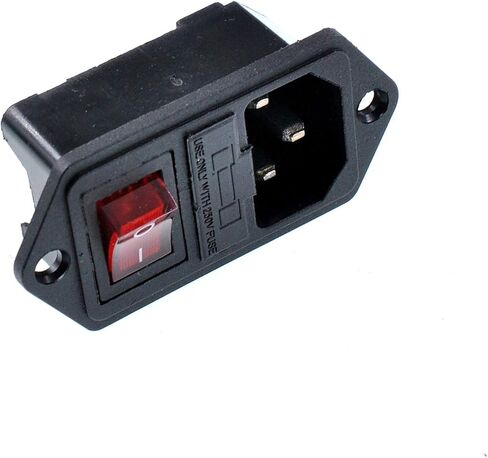 2 Pcs IEC320 C14 Inlet Module Power Socket - AC 250V 10A, 4 Terminals, DPST Rocker Switch with Red Indicator Light & Fuse Holder for Lab, Fitness & Industrial Equipment in Kuwait