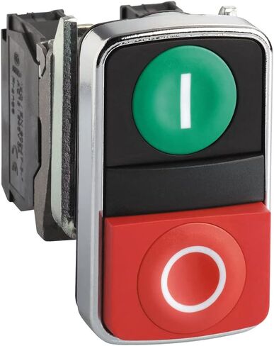 Schneider Electric XB4BL73415 Double-Headed Push Button Switch for Industrial Machinery, Chromium Plated Metal Bezel, Fits 22mm Diameter Cutouts, 1NO + 1NC in Kuwait