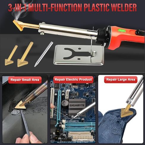 150W Plastic Welder Kit, 3-Speed Temperature Control Plastic Welding Kit, Professional Plastic Weld Tool With 70pcs Welding Rods,3Tips,Portable Plastic Repair Kit For Car Bumper,Kayak Repairs (Yellow) in Saudi Arabia