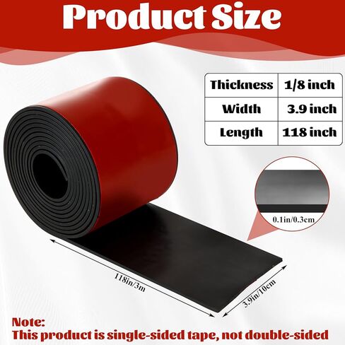 Neoprene Adhesive Rubber Strips, Sheets, Rolls 1/8" Thick x 4" Wide x 118" Long Thin Rubber Strips with Adhesive Backing for Gasket Material, DIY Projects in Kuwait