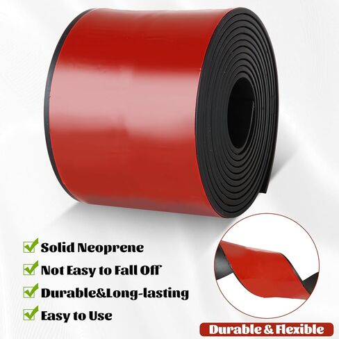 Neoprene Adhesive Rubber Strips, Sheets, Rolls 1/8" Thick x 4" Wide x 118" Long Thin Rubber Strips with Adhesive Backing for Gasket Material, DIY Projects in Kuwait