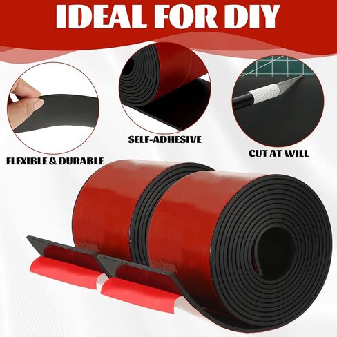 Neoprene Adhesive Rubber Strips, Sheets, Rolls 1/8" Thick x 4" Wide x 118" Long Thin Rubber Strips with Adhesive Backing for Gasket Material, DIY Projects in Kuwait