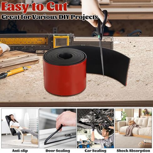 Neoprene Adhesive Rubber Strips, Sheets, Rolls 1/8" Thick x 4" Wide x 118" Long Thin Rubber Strips with Adhesive Backing for Gasket Material, DIY Projects in Kuwait