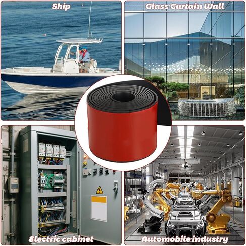 Neoprene Adhesive Rubber Strips, Sheets, Rolls 1/8" Thick x 4" Wide x 118" Long Thin Rubber Strips with Adhesive Backing for Gasket Material, DIY Projects in Kuwait