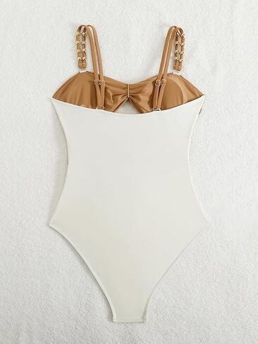 Women's Cutout One-Piece Swimsuit Cute Bathing Suits Monokini Color Block Swimwear in Saudi Arabia