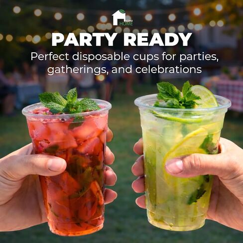 EconoHome Clear PET Plastic Cups – 16oz (Pack of 1000) – Crystal Clear, Durable, Disposable Beverage Cups – Perfect for Parties, Events, and Businesses in Saudi Arabia