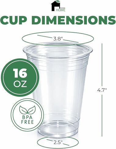 EconoHome Clear PET Plastic Cups – 16oz (Pack of 1000) – Crystal Clear, Durable, Disposable Beverage Cups – Perfect for Parties, Events, and Businesses in Saudi Arabia