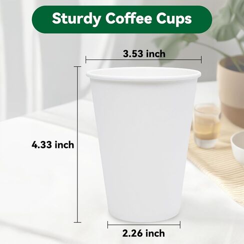 Coffee Cups, 100 Count 12 Oz Paper Cups, Disposable Cups for Hot and Cold, Disposable Coffee Cups for Office Home Party in Kuwait
