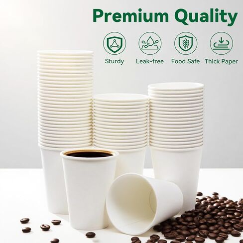 Coffee Cups, 100 Count 12 Oz Paper Cups, Disposable Cups for Hot and Cold, Disposable Coffee Cups for Office Home Party in Kuwait