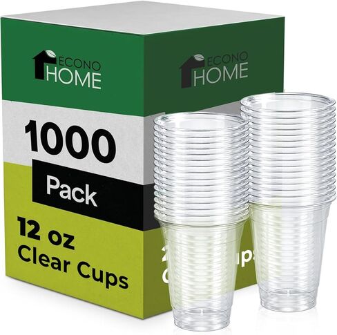 EconoHome Clear PET Plastic Cups – 16oz (Pack of 1000) – Crystal Clear, Durable, Disposable Beverage Cups – Perfect for Parties, Events, and Businesses in Kuwait
