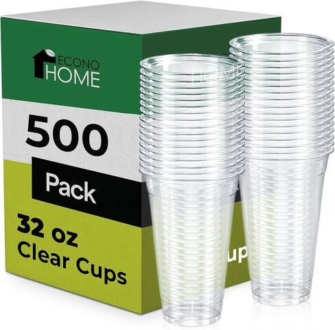 EconoHome Clear PET Plastic Cups – 16oz (Pack of 1000) – Crystal Clear, Durable, Disposable Beverage Cups – Perfect for Parties, Events, and Businesses in Saudi Arabia