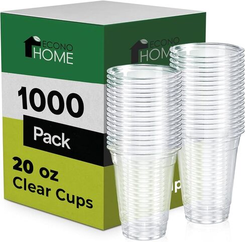 EconoHome Clear PET Plastic Cups – 16oz (Pack of 1000) – Crystal Clear, Durable, Disposable Beverage Cups – Perfect for Parties, Events, and Businesses in Saudi Arabia