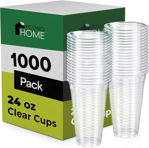 EconoHome Clear PET Plastic Cups – 16oz (Pack of 1000) – Crystal Clear, Durable, Disposable Beverage Cups – Perfect for Parties, Events, and Businesses in Saudi Arabia