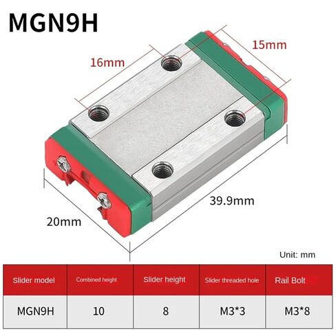 MGN7 MGN12 MGN15 MGN9 550/600/650mm 1*Miniature Linear Rail Guide+1 Pcs Block Slide(MGN9 H,650mm) in Saudi Arabia