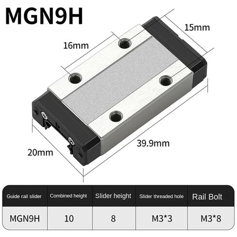 MGN7H 100mm - 800mm 1* Miniature Guide Rail + 1Pcs Slide Block(400mm) in Saudi Arabia