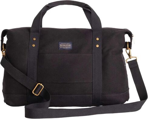 حقيبة Pendleton Weekender Duffle، قماش قطني مشمع باللون الأخضر الزيتوني، حزام كتف قابل للتعديل، 20x13x12 بوصة، حقيبة سفر مع بطانة منقوشة، مقصورات متعددة in Saudi Arabia