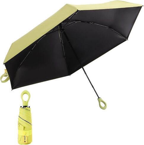 Folding Heart Handle Umbrella Compact Travel Manual Mini Umbrella for Sun Rain Use, Portable 6-Rib Design with UV Block Layer, Small Purse Size for Commuting Office Bag in Saudi Arabia