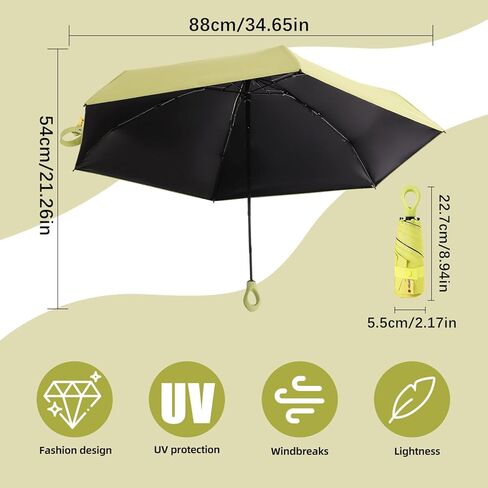 Folding Heart Handle Umbrella Compact Travel Manual Mini Umbrella for Sun Rain Use, Portable 6-Rib Design with UV Block Layer, Small Purse Size for Commuting Office Bag in Saudi Arabia