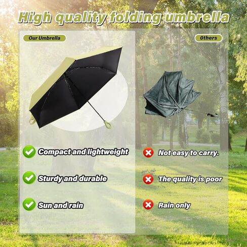 Folding Heart Handle Umbrella Compact Travel Manual Mini Umbrella for Sun Rain Use, Portable 6-Rib Design with UV Block Layer, Small Purse Size for Commuting Office Bag in Saudi Arabia