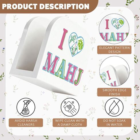 Mahjong Gifts Wood Napkin Holder, Gifts for Mahjong Lovers Players, Mah Jong Wooden Standing Napkin Dispenser for Table Home Kitchen Dining Room Party Bar Lounge Decorations in Kuwait