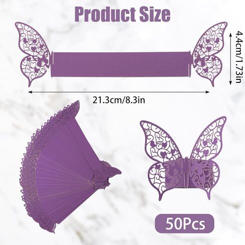 Napkin Rings, 50 Pcs Purple Hollowed Butterfly Napkin Rings Serviette Ring Holder for Wedding Dinner Party Celebration Table Decor in Kuwait
