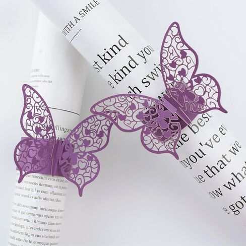 Napkin Rings, 50 Pcs Purple Hollowed Butterfly Napkin Rings Serviette Ring Holder for Wedding Dinner Party Celebration Table Decor in Kuwait