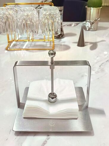 Newline NY Modern Table Napkin Holders 2-Pack Stainless Steel with Ball Shape Stopper Dual set Pack in Kuwait