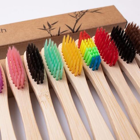 Bamboo Toothbrush Pack – 10 Eco-Friendly Toothbrushes | Biodegradable & Natural in Kuwait
