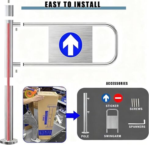 Automatic Swing Gate for Supermarkets, Manual 90° Open Pedestrian Entrance Door with Self-Closing One-Way Function and Post Mount in Saudi Arabia