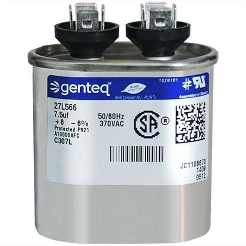 GE - 7.5 uF MFD x 370 VAC Genteq استبدال مكثف بيضاوي # C307L / 27L566 in Kuwait