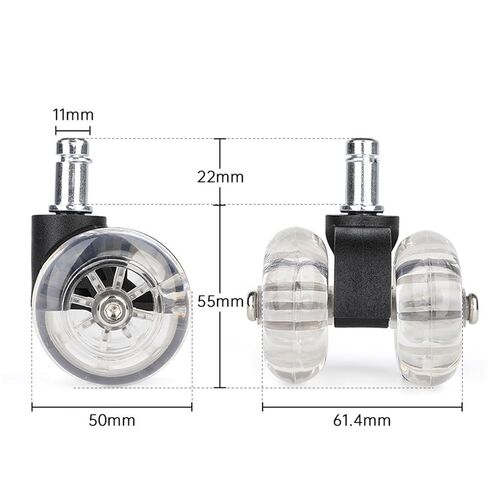 Chair Caster Wheels 2inches Swivel Soft Rollers Transparent Furniture Wheel 5Pcs in Kuwait