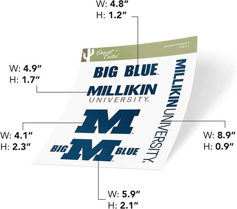 Desert Cactus Millikin University Sticker MU Big Blue Vinyl Decals Laptop Water Bottle Car Scrapbook T2 (Type 2) in Kuwait
