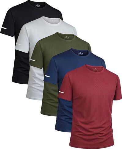 5 Pack Workout Shirts for Men Dry Fit Gym Shirts Short Sleeve Athletic Moisture Wicking T-Shirt in Saudi Arabia