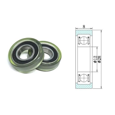 12 * 28 * 8mm PU690128-8 Flat Guide Pulley Wheels Plastic Bearings 5Pcs in Kuwait