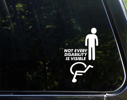 Not Every Disability is Visible - for Cars Funny Car Vinyl Bumper Sticker Window Decal | White | 6" inch in Kuwait