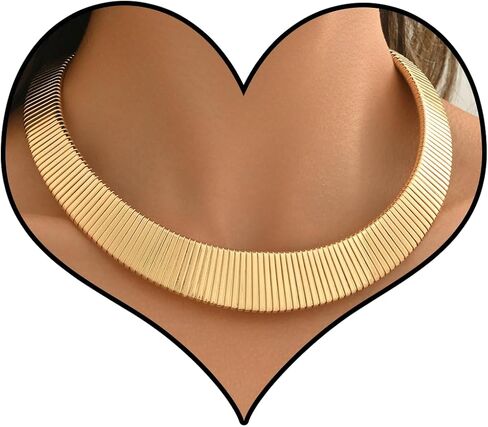 Chunky Gold Necklace for Women Trendy Statement Cuff Necklace Adjustable 14k Gold Plated Chunky Golden Choker Jewelry Christmas Gifts for Her in Saudi Arabia