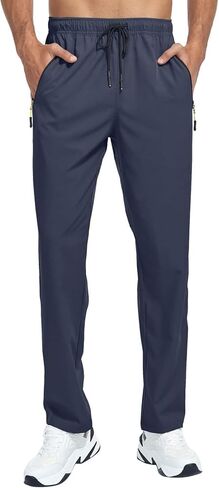 Mens Pants Wide Leg Baggy Hiking Sweatpants Loose Fit Lightweight Solid Casual Joggers with Pockets in Saudi Arabia