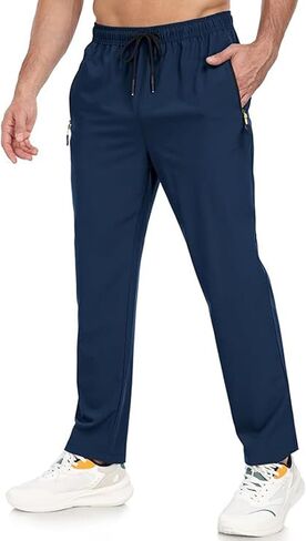 Mens Pants Wide Leg Baggy Hiking Sweatpants Loose Fit Lightweight Solid Casual Joggers with Pockets in Saudi Arabia