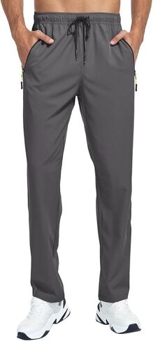 Mens Pants Wide Leg Baggy Hiking Sweatpants Loose Fit Lightweight Solid Casual Joggers with Pockets in Saudi Arabia