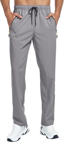 Mens Pants Wide Leg Baggy Hiking Sweatpants Loose Fit Lightweight Solid Casual Joggers with Pockets in Saudi Arabia