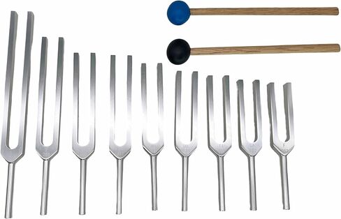 Solfeggio Tuning Forks Set for Healing – 9 Chakra Frequencies 174Hz to 963Hz, Precision-Machined Aluminum Alloy for Professional Sound Therapy, Energy Balancing in Kuwait
